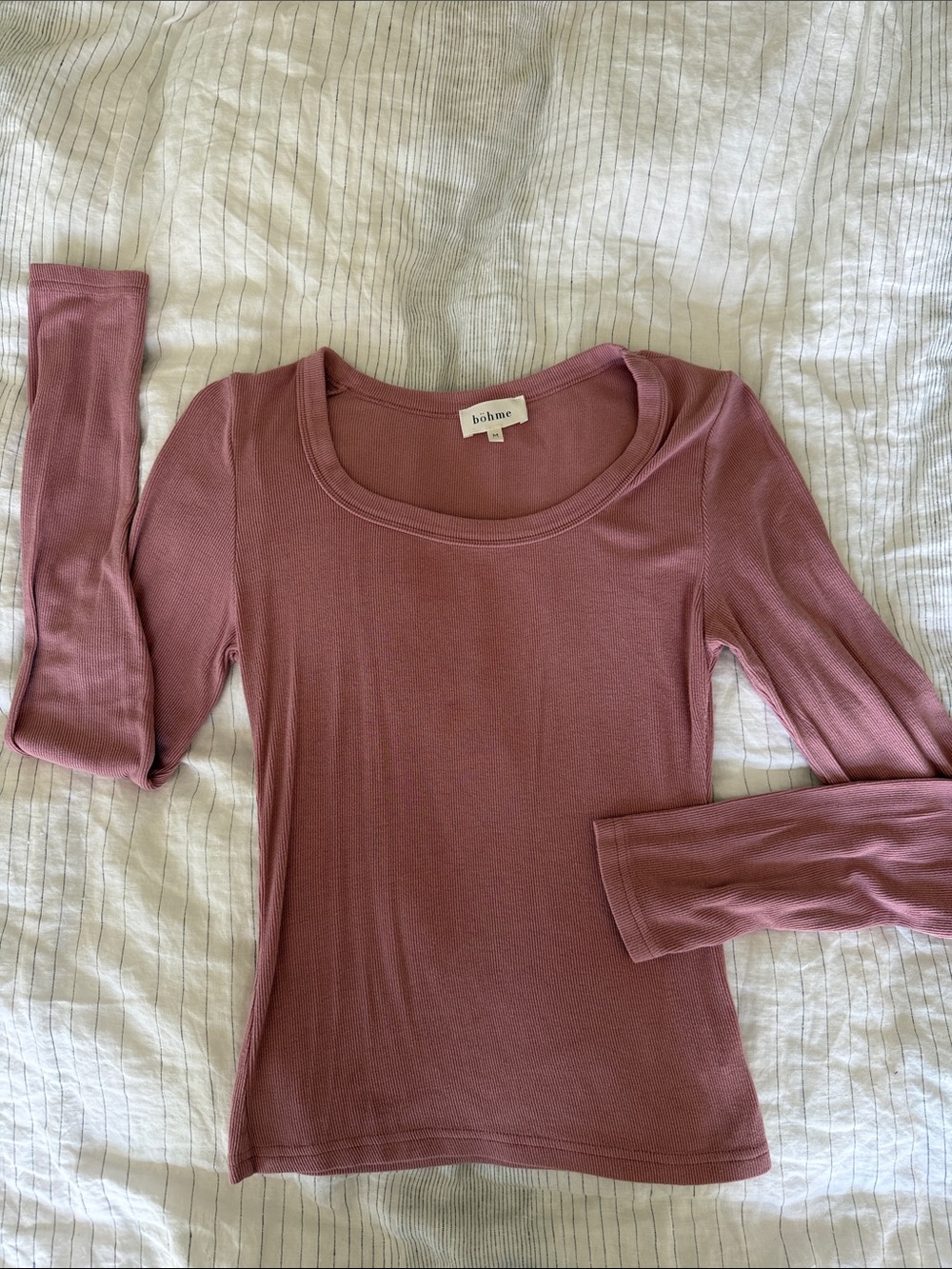 bohme Scoop Neck Long Sleeve Top - Mauve Pink